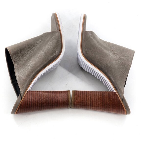 TIBI Bee Mules in Storm Gray Leather Open Toe - Picture 9 of 11